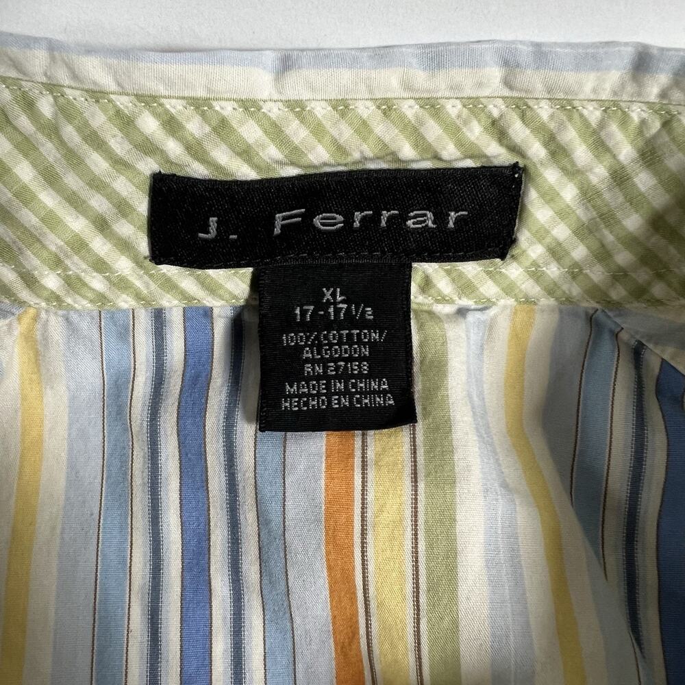 J. Ferrar‎ Men's Multicolor Striped Woven Cotton Button-Up Shirt Long Sleeve XL - Picture 6 of 7